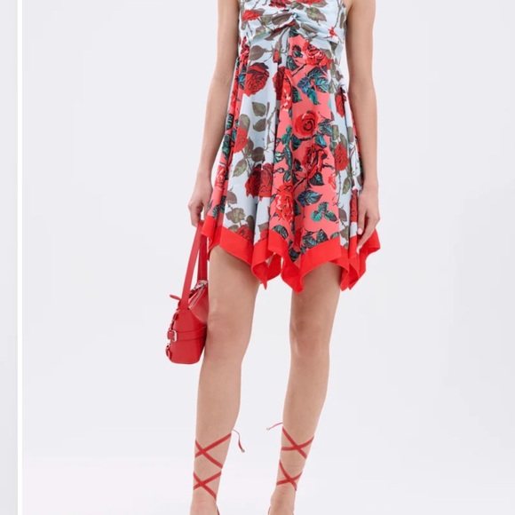 AKIRA Strapless Floral Dress - Red and White - Picture 6 of 9